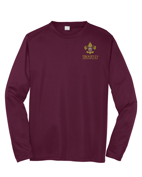 ST350LS Sport-Tek Long Sleeve Competitor Tee Maroon Embroidered